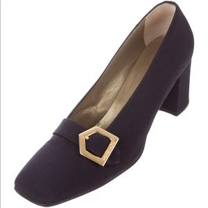 YSL- Navy nylon pumps 7.5”
